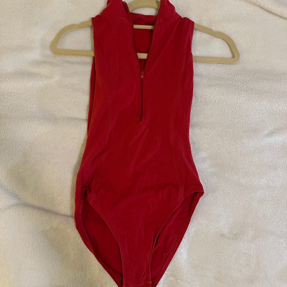 Cotton Red Leotard, Size Small